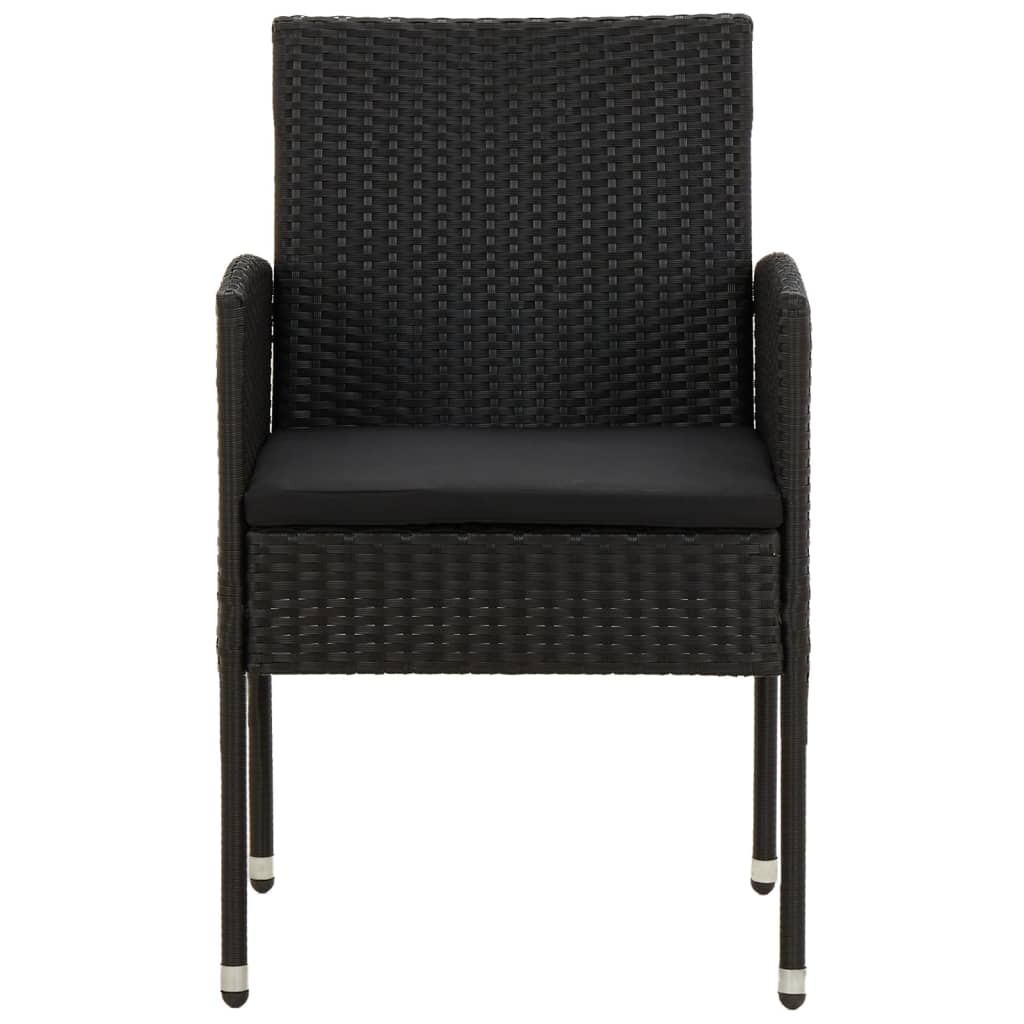 5 Piece Outdoor Dining Set Poly Rattan Black