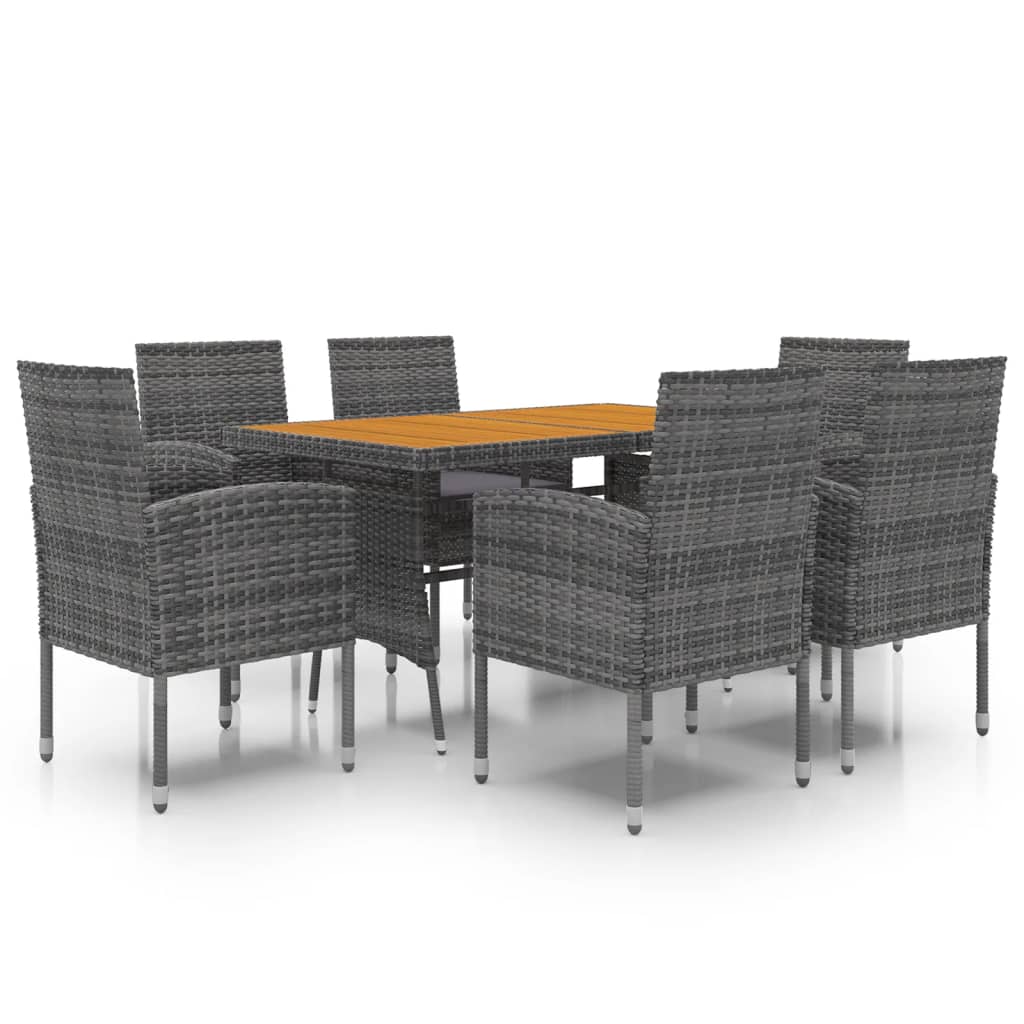 7 Piece Outdoor Dining Set Poly Rattan Grey