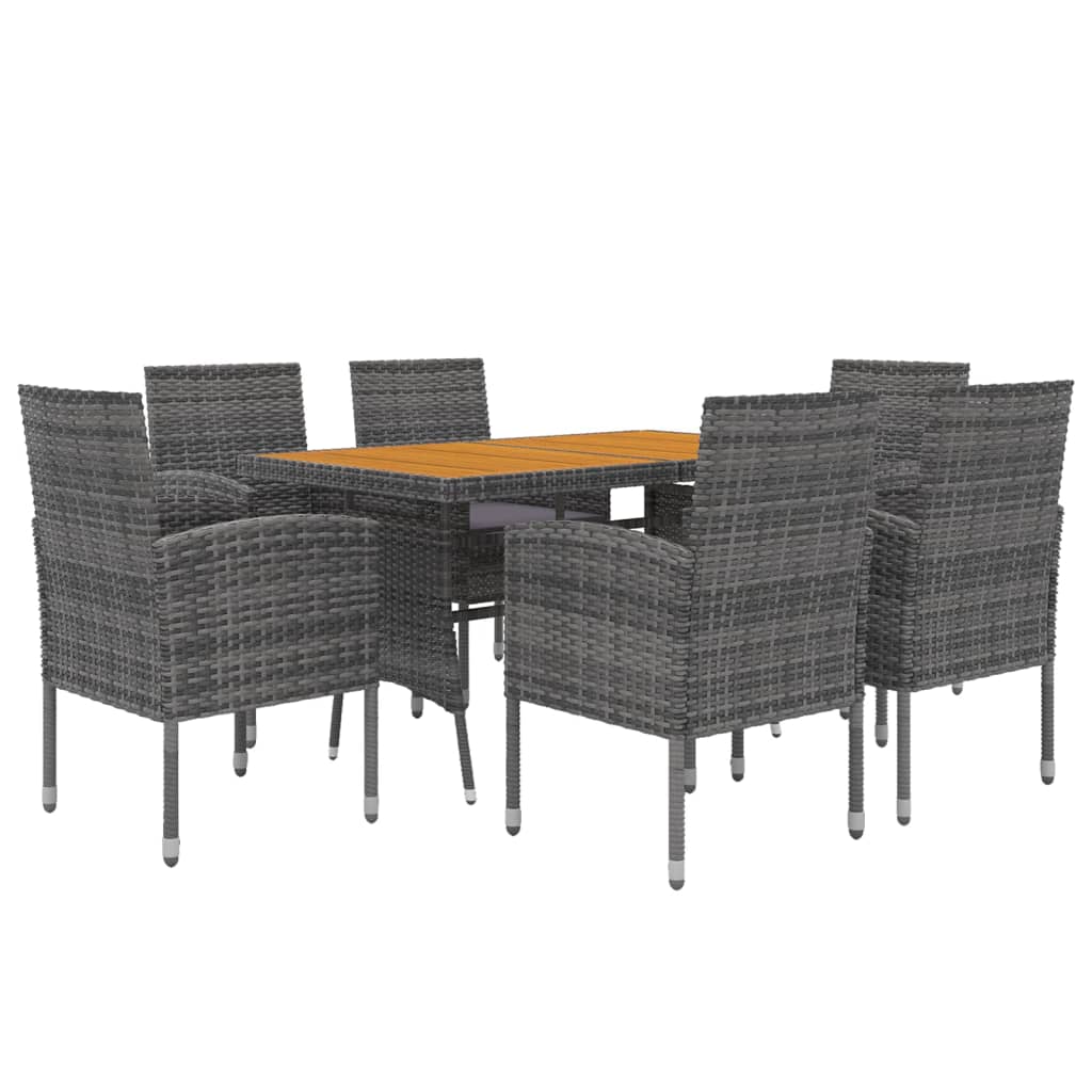 7 Piece Outdoor Dining Set Poly Rattan Grey