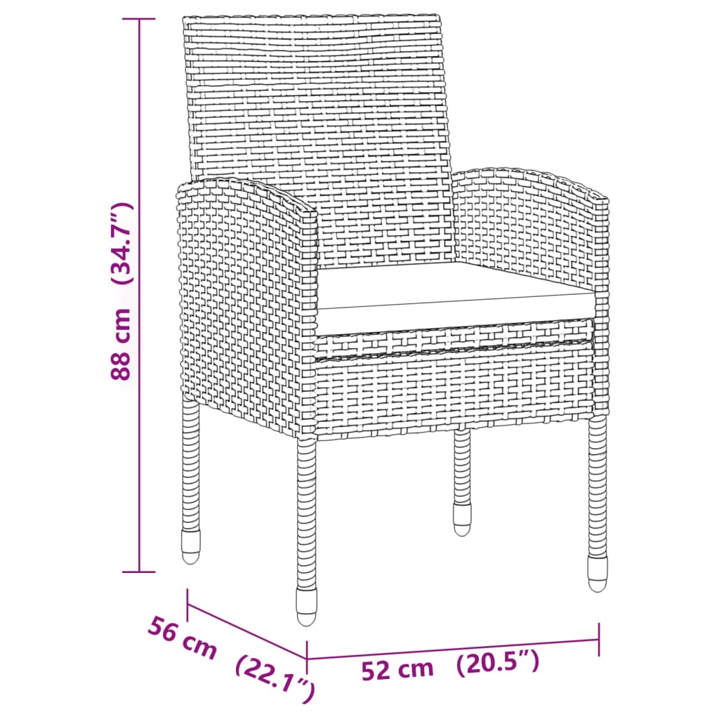 7 Piece Outdoor Dining Set Poly Rattan Grey