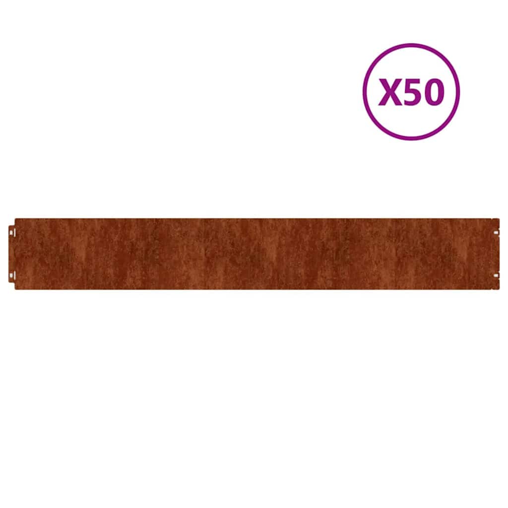 Lawn Edgings 50 pcs 15x103 cm Flexible Corten steel