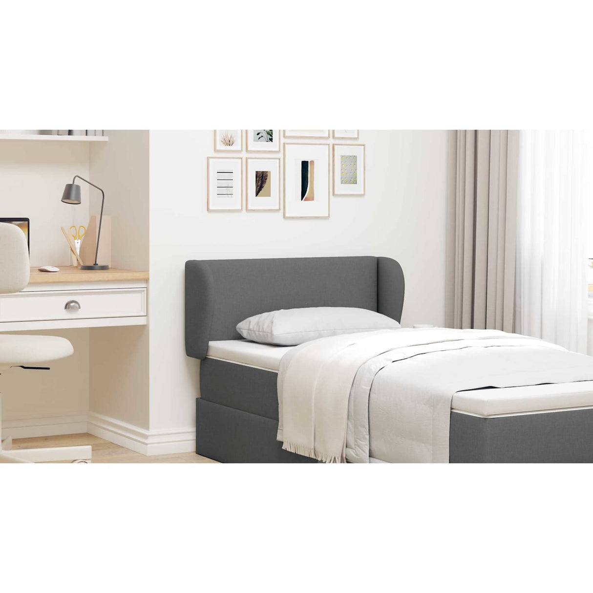 Headboard Ear Dim Grey 40 x 23 x 6 cm Fabric