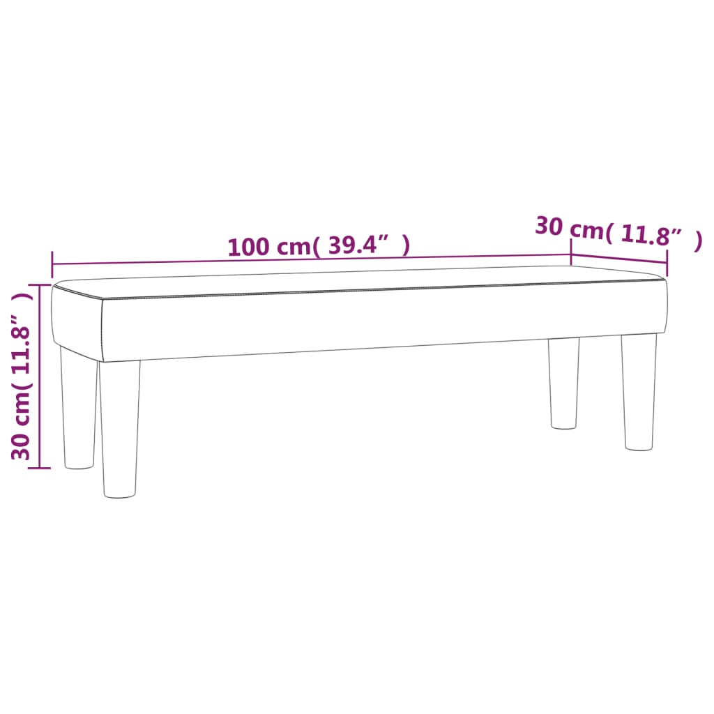 Bench Black 100x30x30 cm Fabric