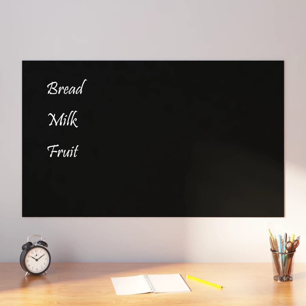 Wall-mounted Magnetic Board Black 100x60 cm Tempered Glass