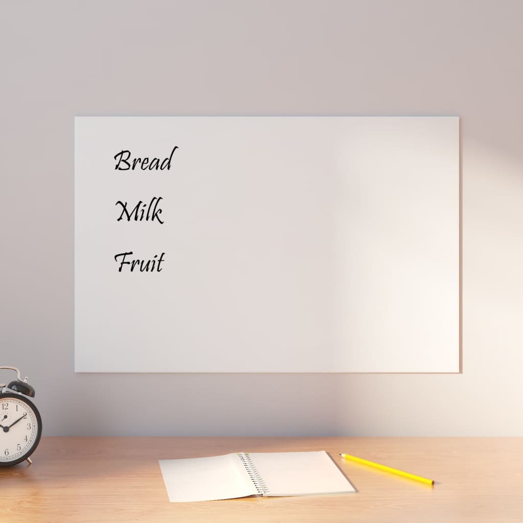 Wall-mounted Magnetic Board White 60x40 cm Tempered Glass
