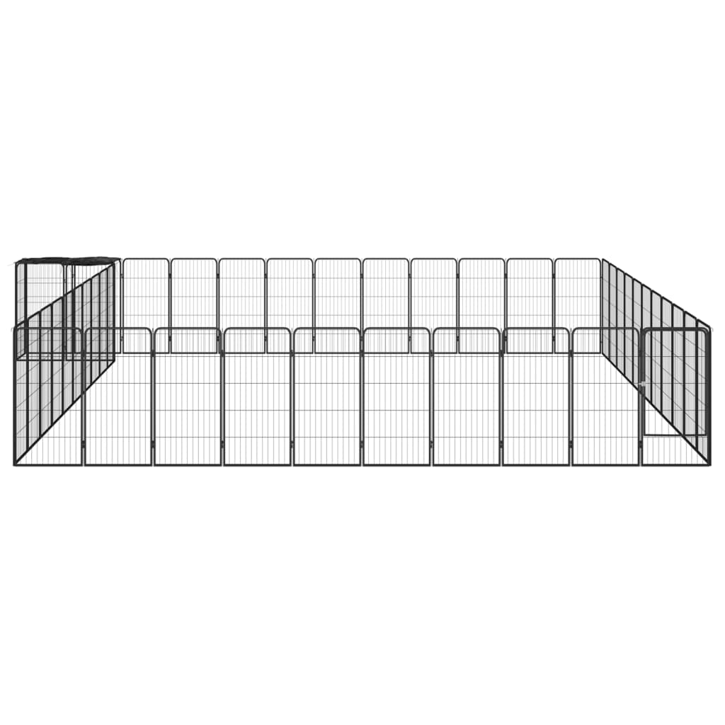 46-Panel Dog Playpen Black 50x100 cm Powder-coated Steel