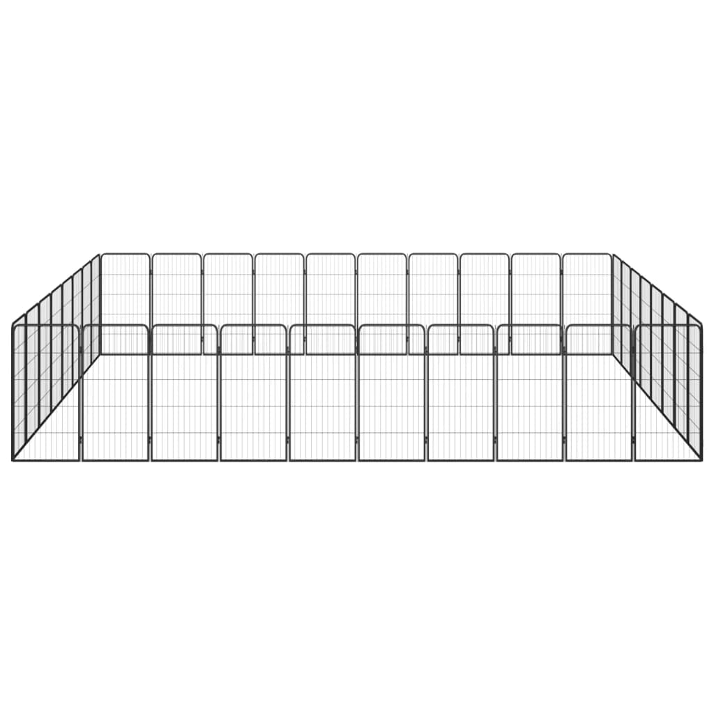 36-Panel Dog Playpen Black 50x100 cm Powder-coated Steel