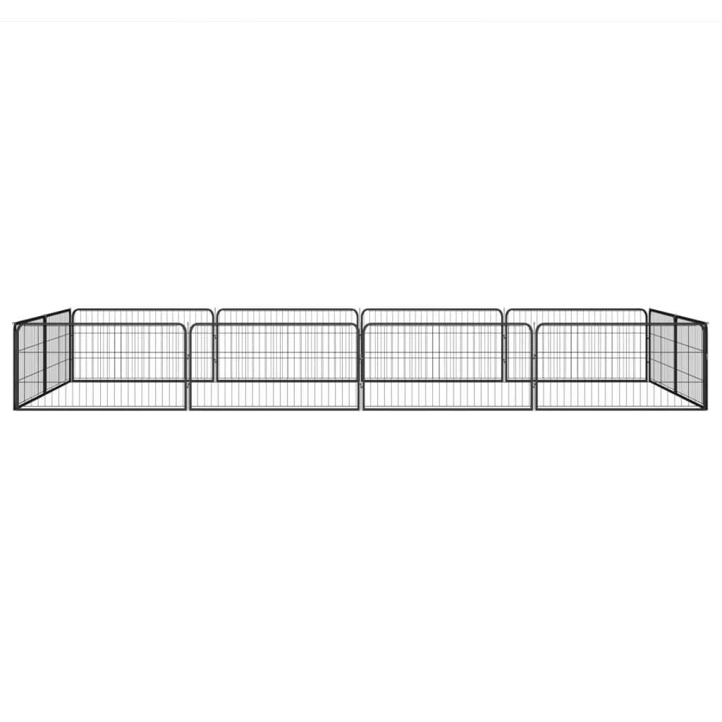 12-Panel Dog Playpen Black 100x50 cm Powder-coated Steel