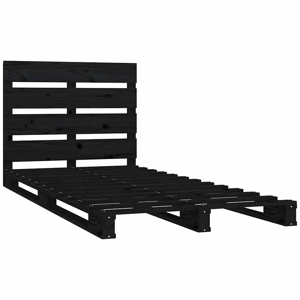 Bed Frame without Mattress Black 100x200 cm Solid Wood Pine