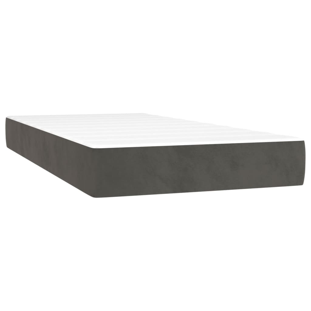 Pocket Spring Bed Mattress Medium Dark Grey 90x190x20 cm Velvet