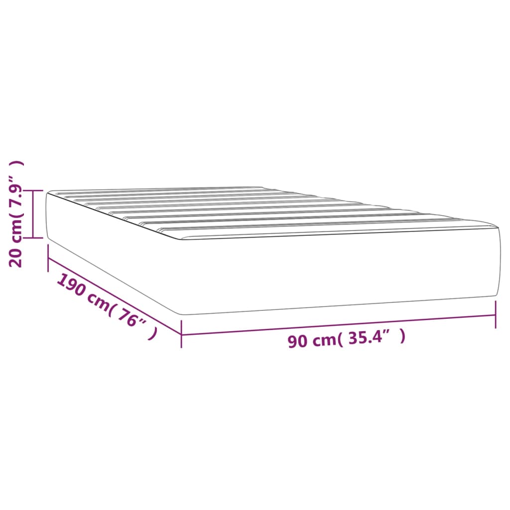 Pocket Spring Bed Mattress Medium Dark Grey 90x190x20 cm Velvet