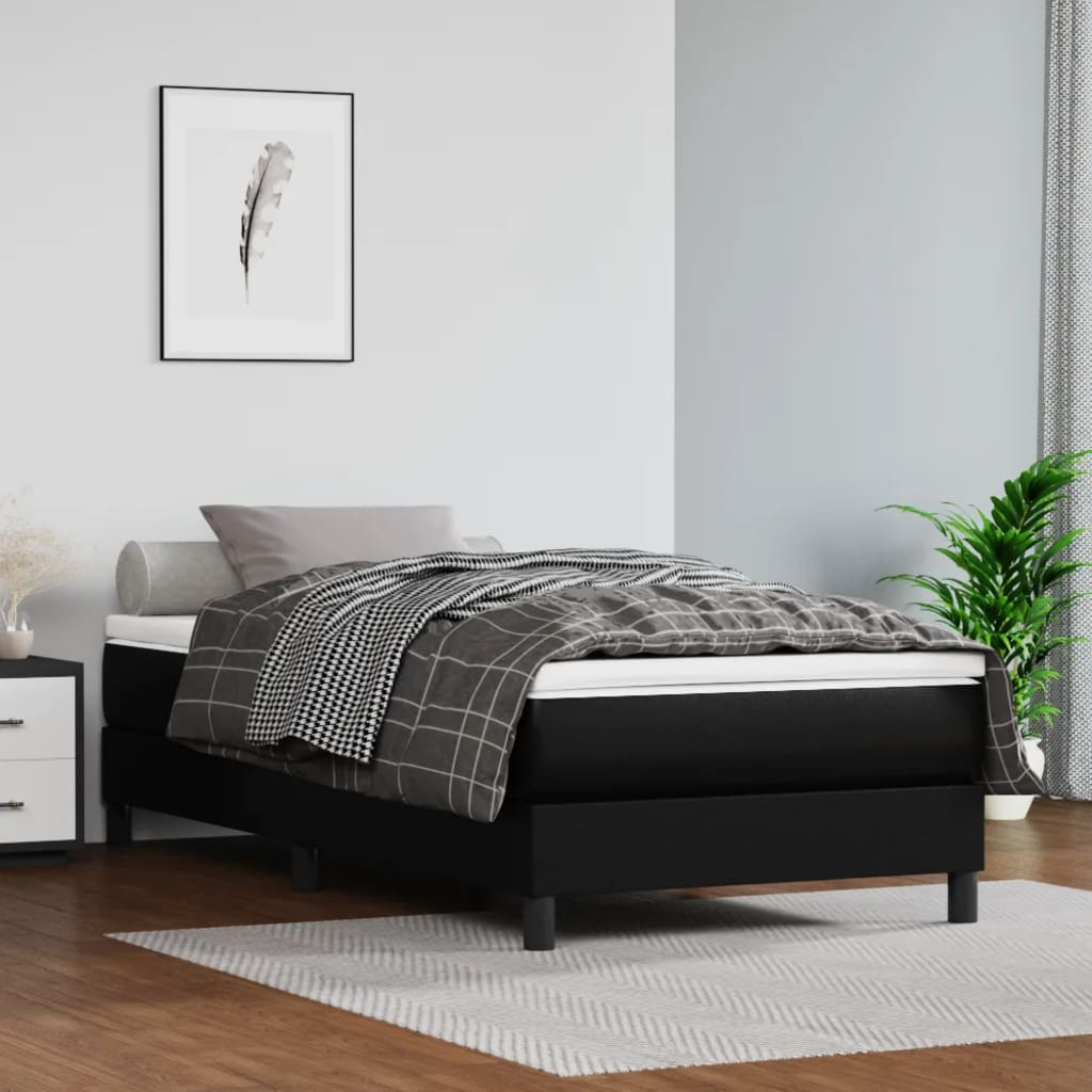 Pocket Spring Bed Mattress Medium Black 107x203x20 cm Super Single Faux Leather