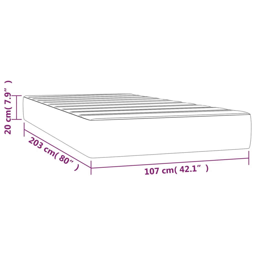 Pocket Spring Bed Mattress Medium Dark Grey 107x203x20 cm Super Single Velvet