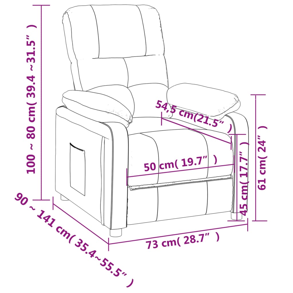 Recliner Chair Dark Grey Fabric