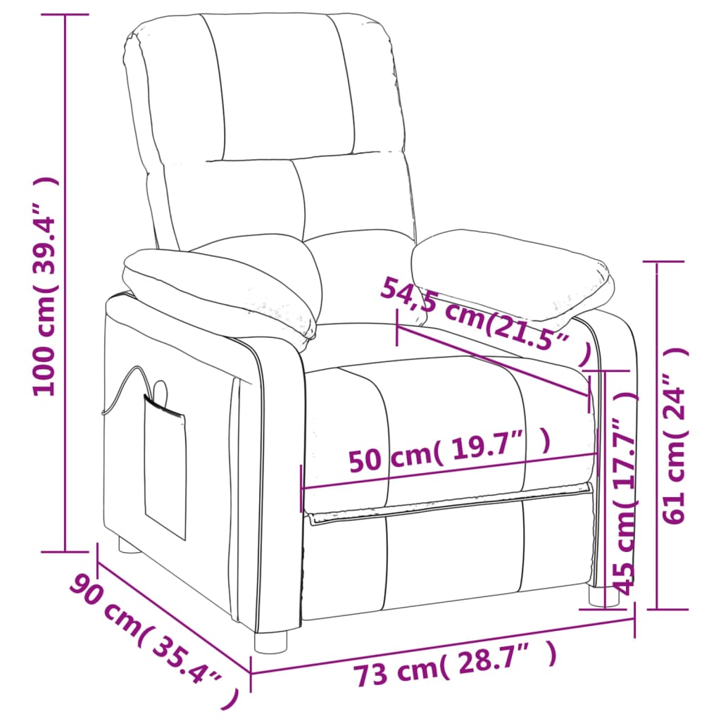 Massage Chair Dark Brown Fabric