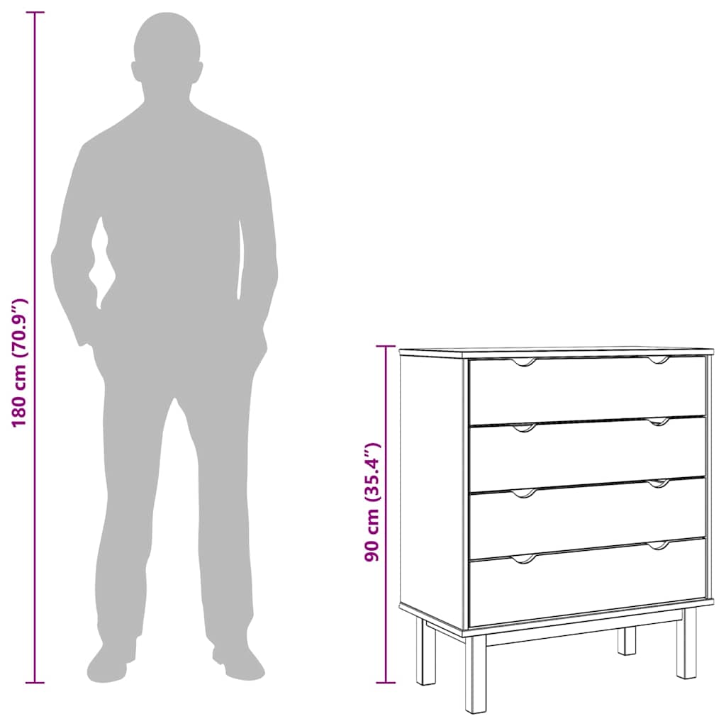 Drawer Cabinet OTTA 76.5x39.5x90cm Solid Wood Pine