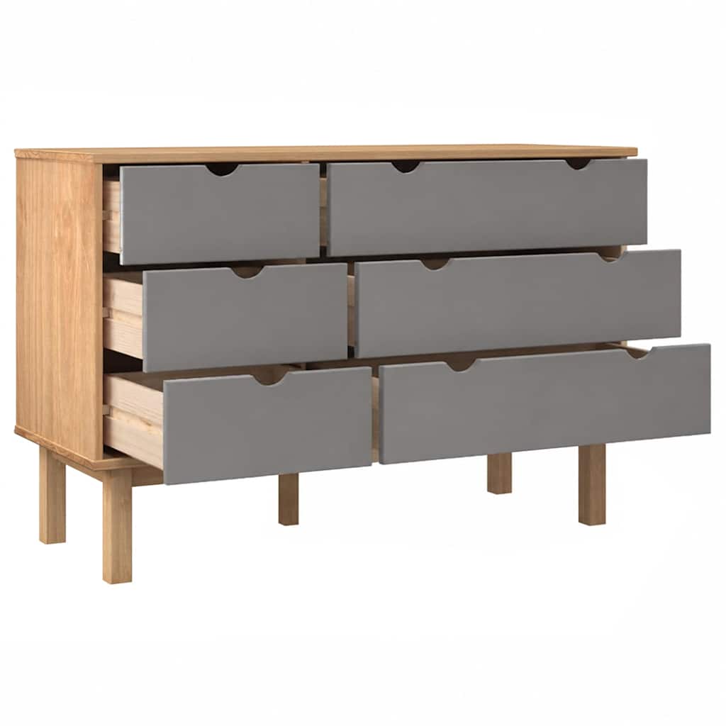 Drawer Cabinet OTTA Brown&Grey 111x43x73.5 cm Solid Wood Pine