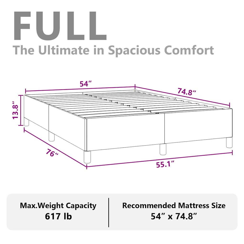 Bed Frame without Mattress Dark Grey 137x187 cm Double Fabric