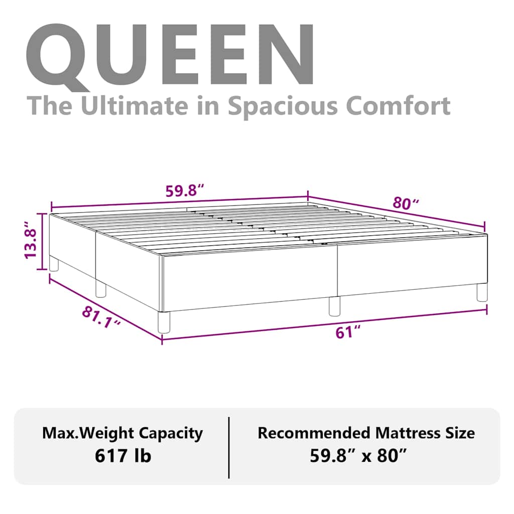 Bed Frame without Mattress Dark Grey 152x203 cm Queen Fabric