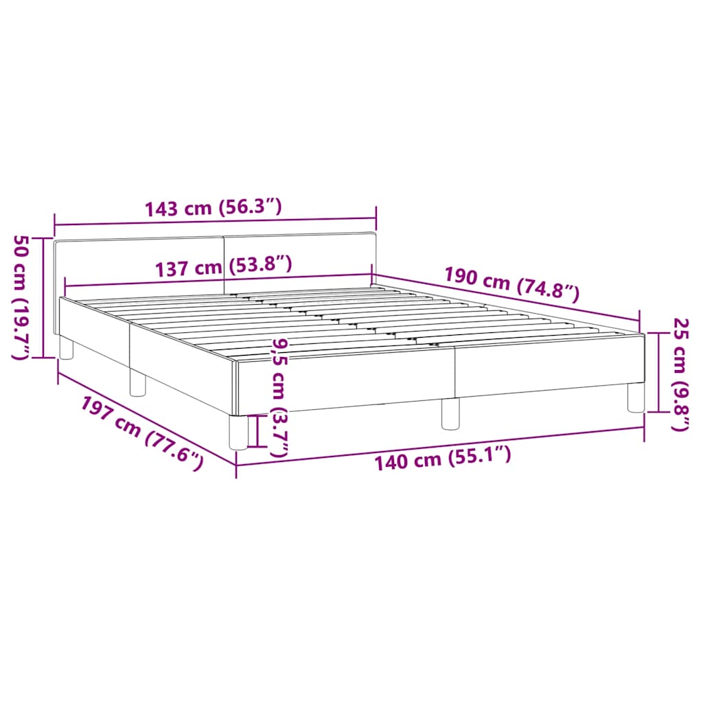Bed Frame without Mattress Black Double Faux Leather