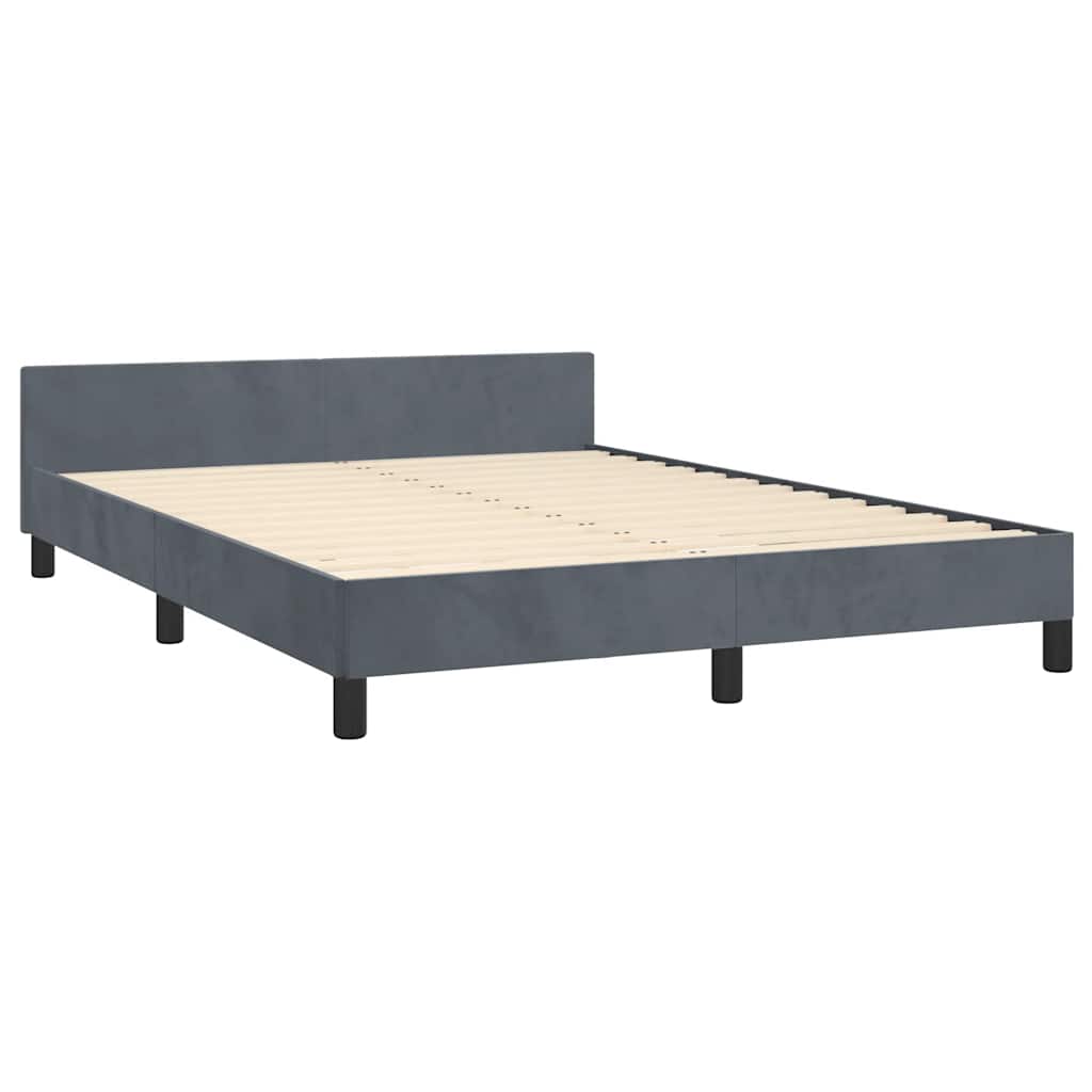 Bed Frame without Mattress Dark Grey Double Velvet