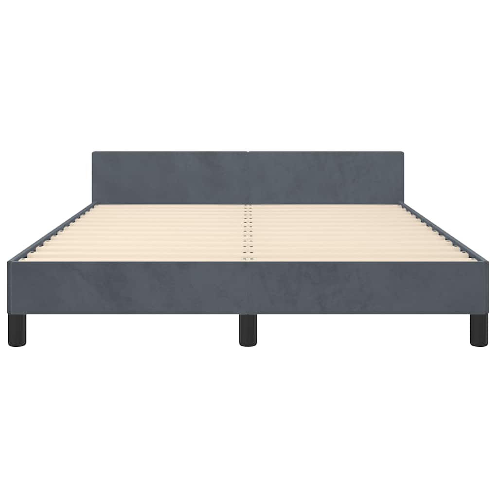 Bed Frame without Mattress Dark Grey Double Velvet