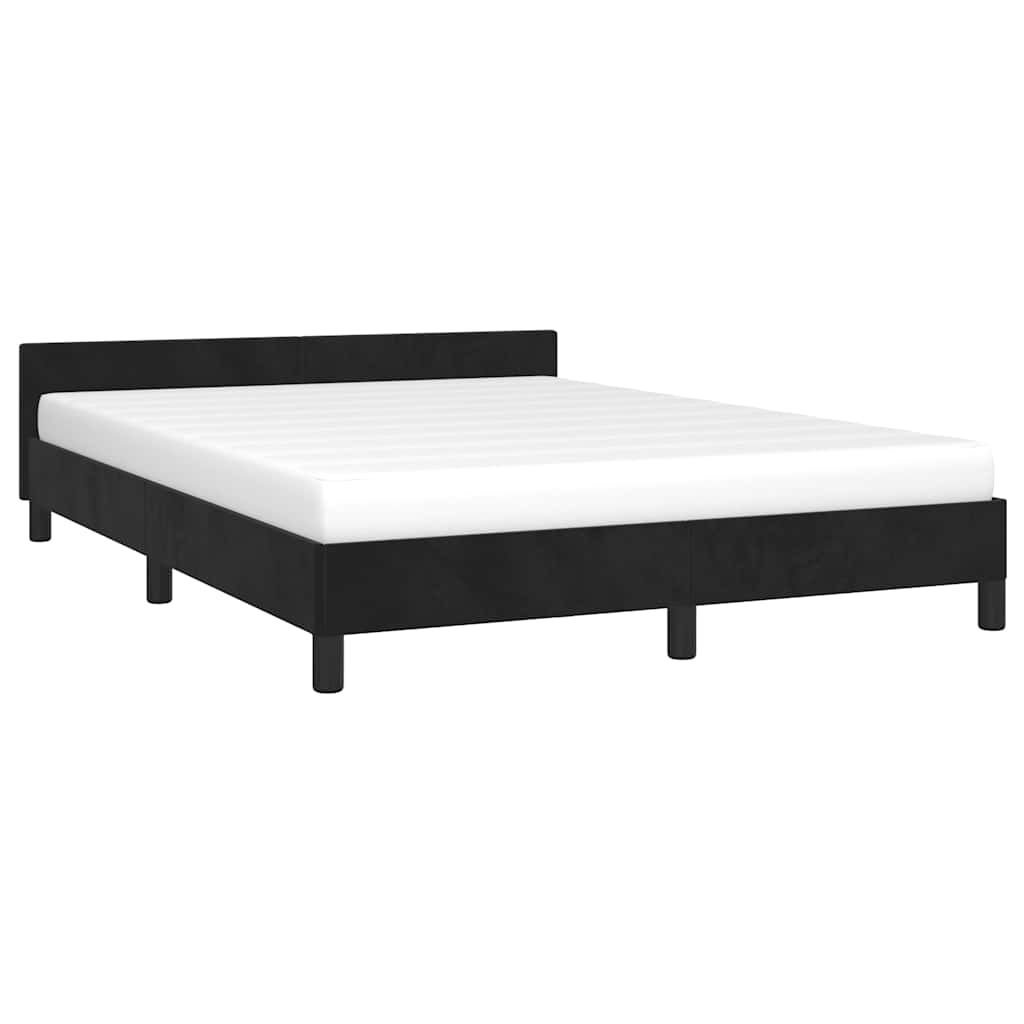 Bed Frame without Mattress Black Double Velvet