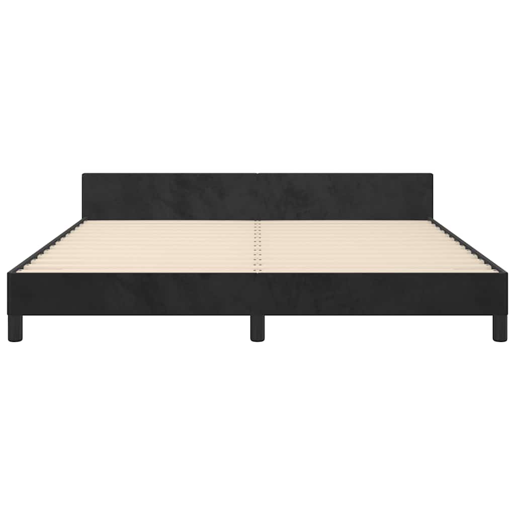 Bed Frame without Mattress Black Queen Velvet