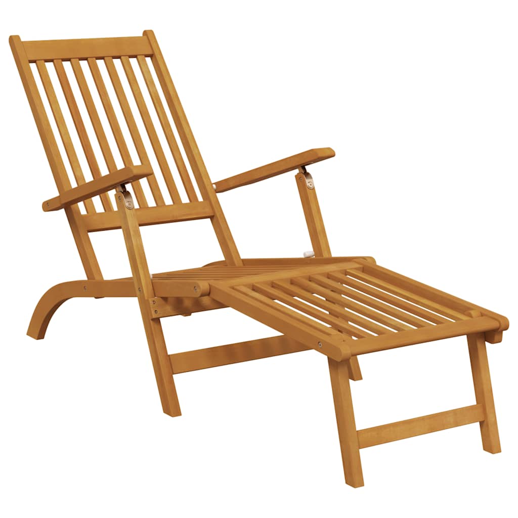 Outdoor Deck Chairs with Footrests 2 pcs Solid Wood Acacia