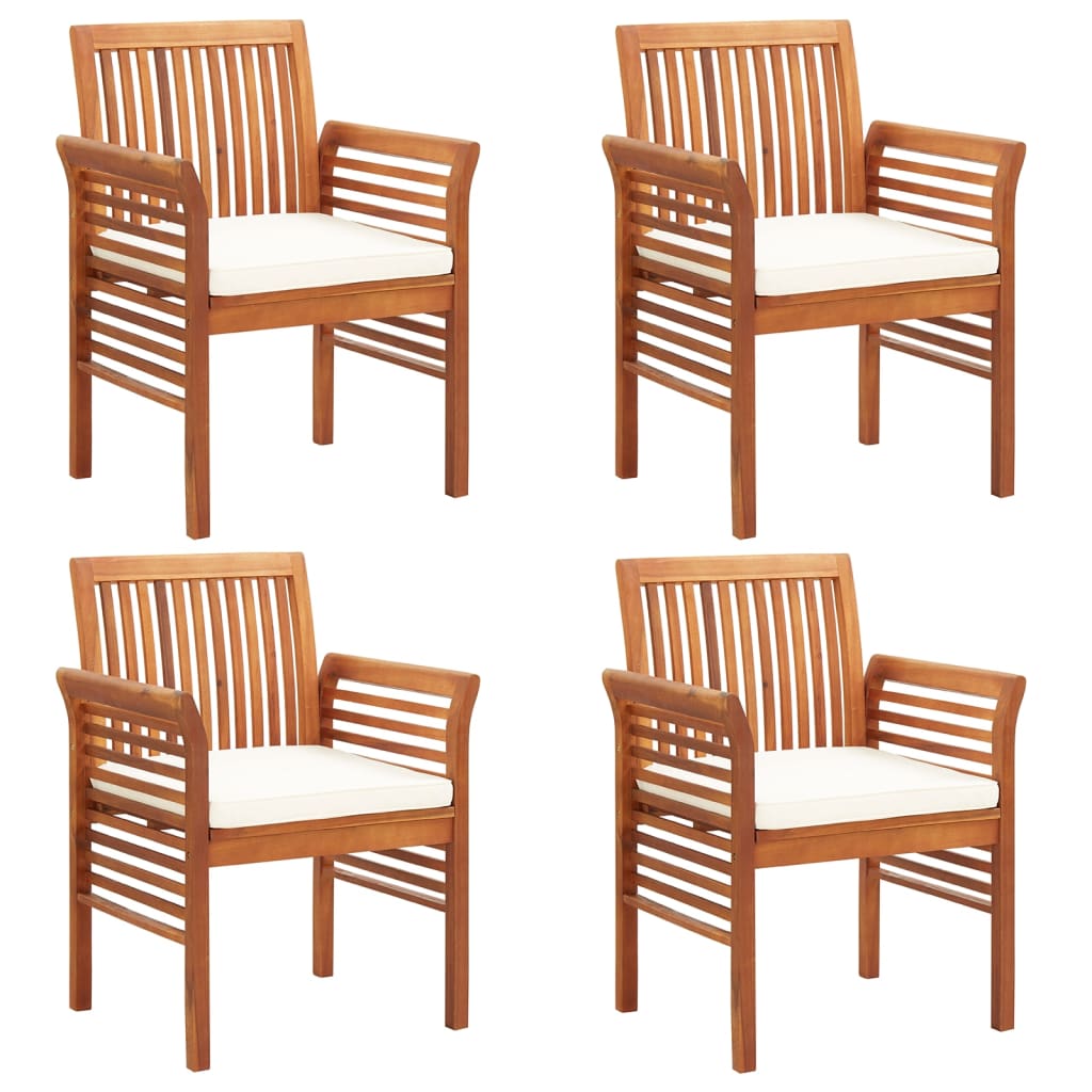 Garden Dining Chairs with Cushions 4 pcs Solid Wood Acacia