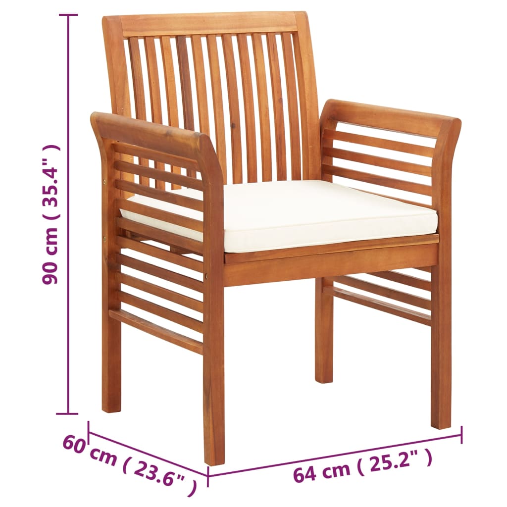 Garden Dining Chairs with Cushions 8 pcs Solid Wood Acacia