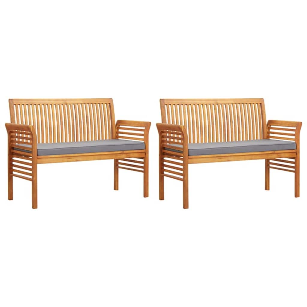 5 Piece Outdoor Dining Set with Cushions Solid Wood Acacia