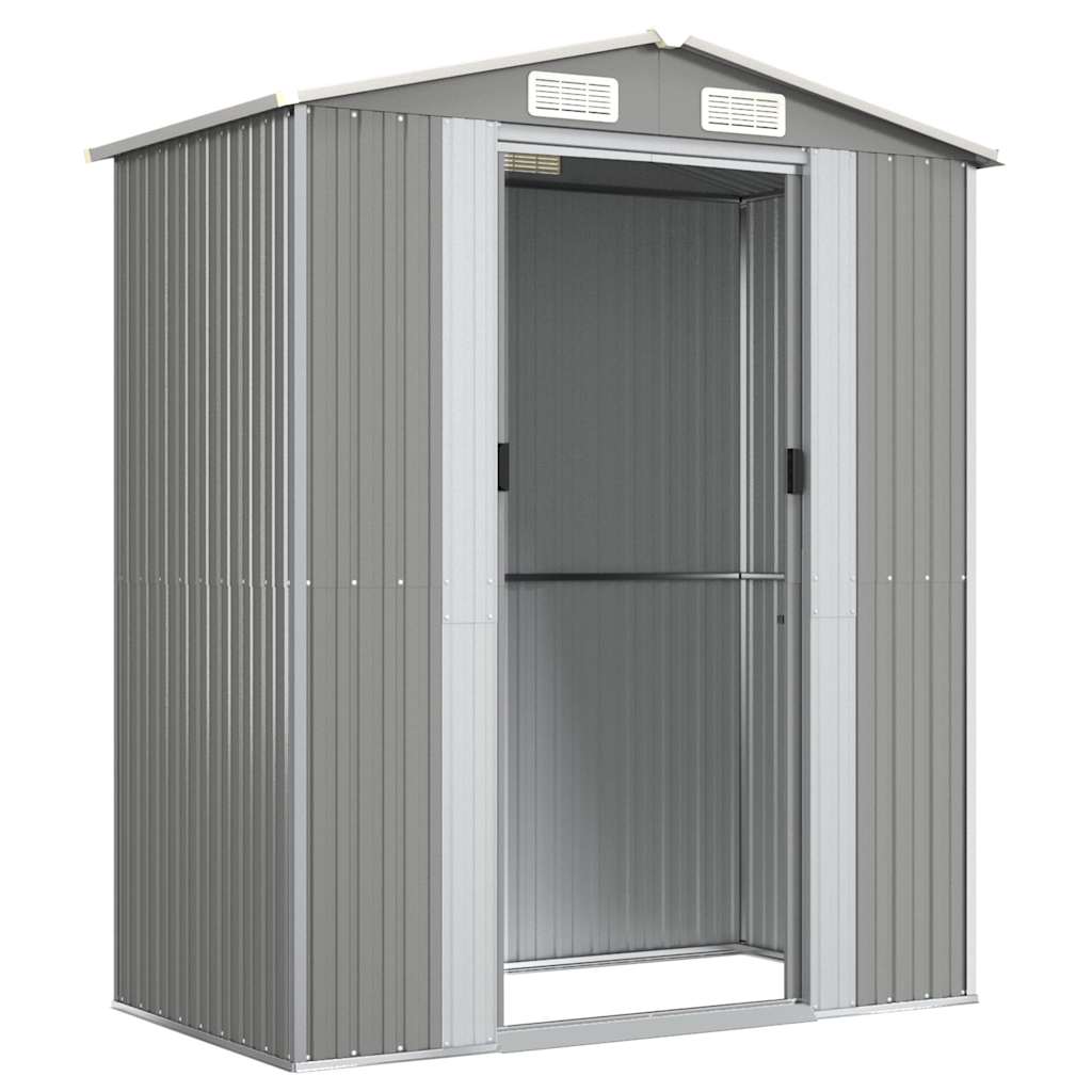 Garden Shed Light Grey 192x108x223 cm Galvanised Steel