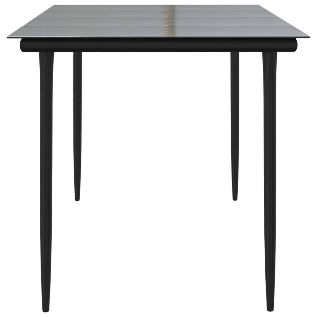 Garden Dining Table Black 160x80x74cm Steel and Tempered Glass