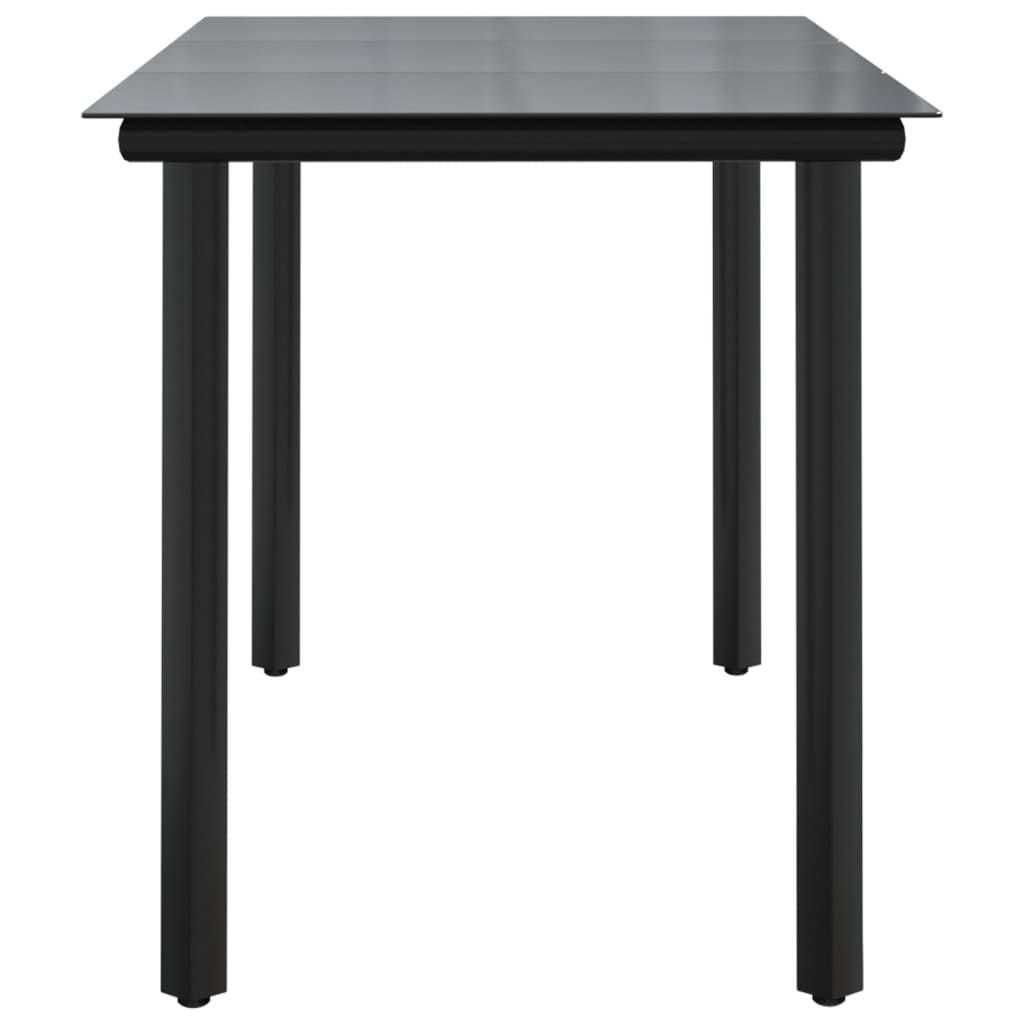 Garden Dining Table Black 200x100x74cm Steel and Tempered Glass