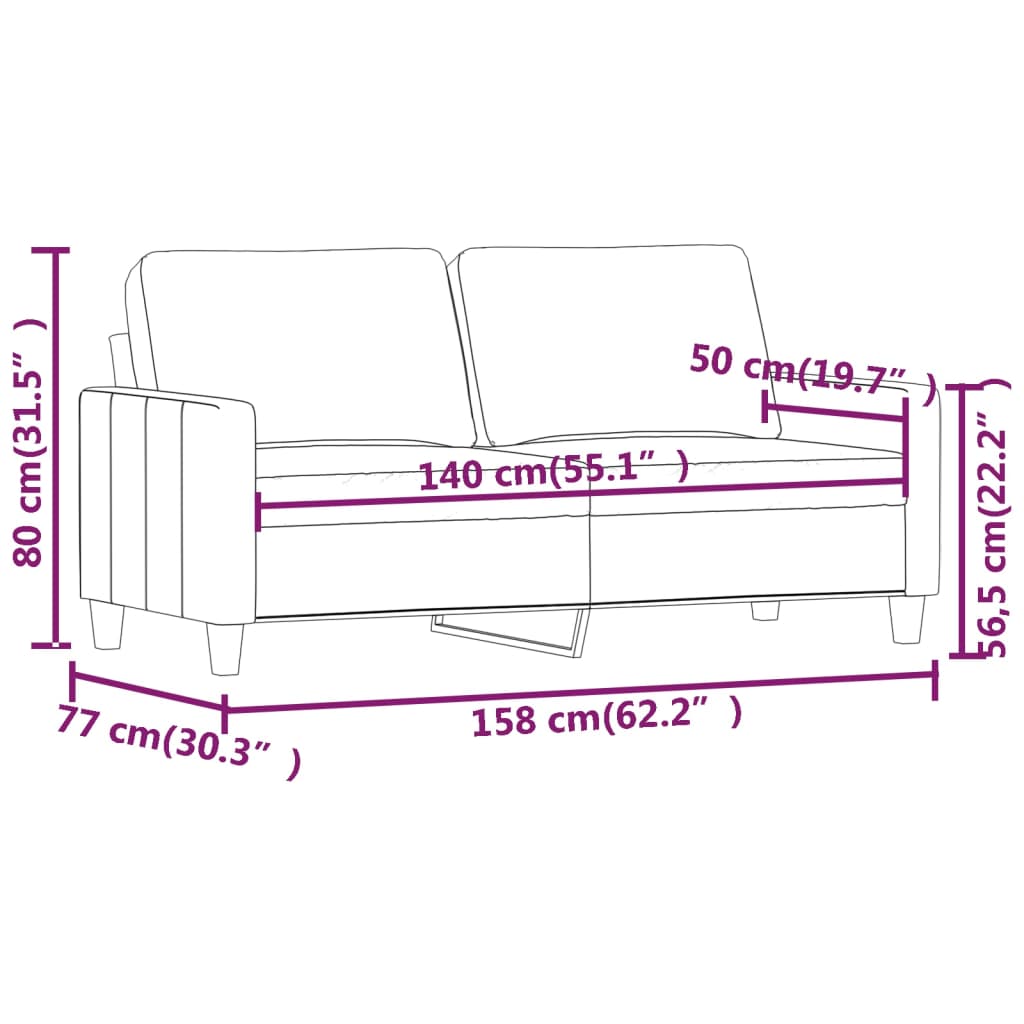 2-Seater Sofa Cappuccino 140 cm Faux Leather