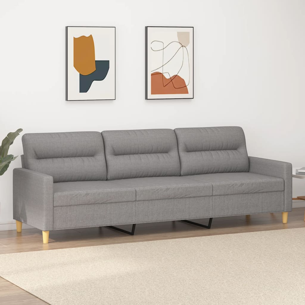 3-Seater Sofa Light Grey 210 cm Fabric