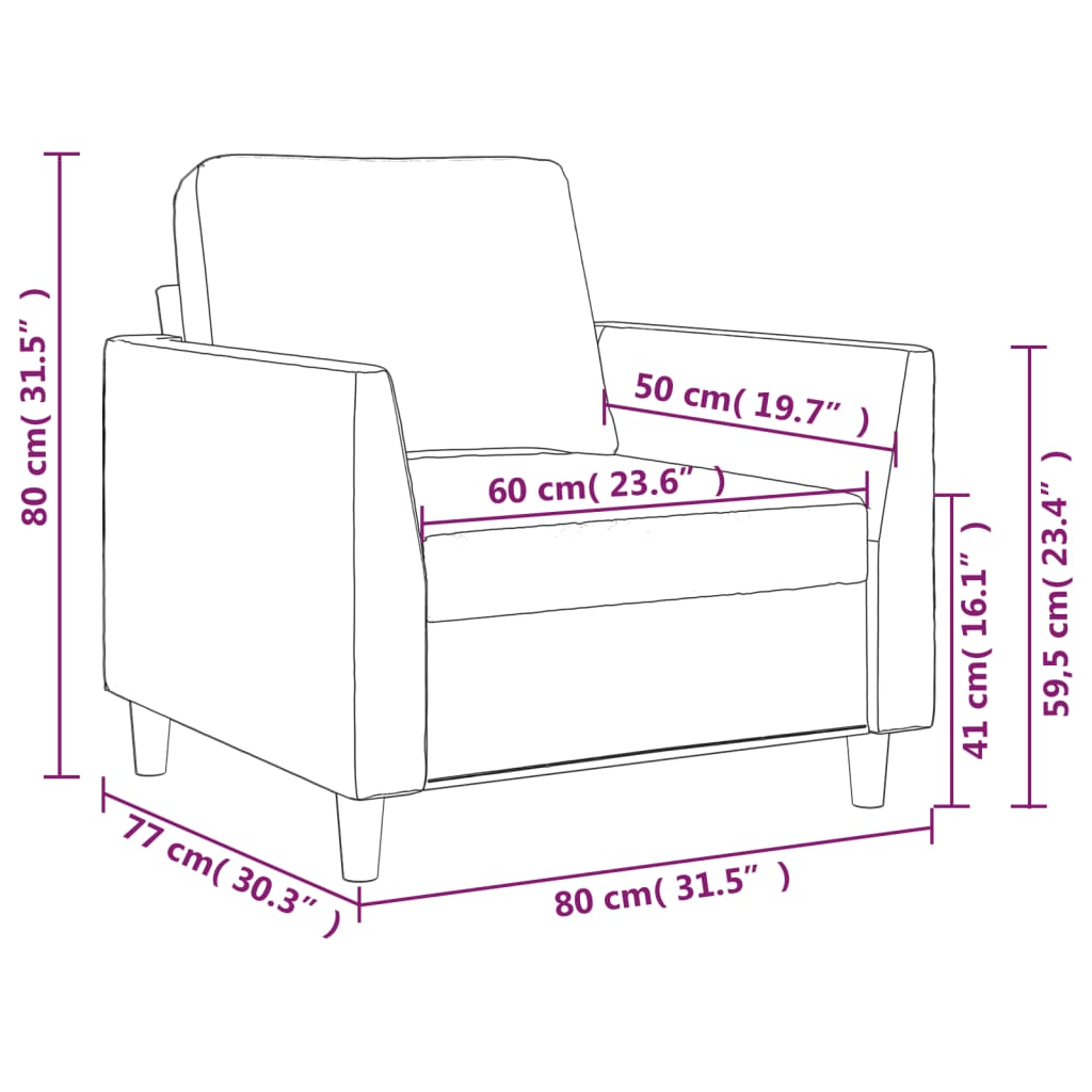 Sofa Chair Black 60 cm Faux Leather