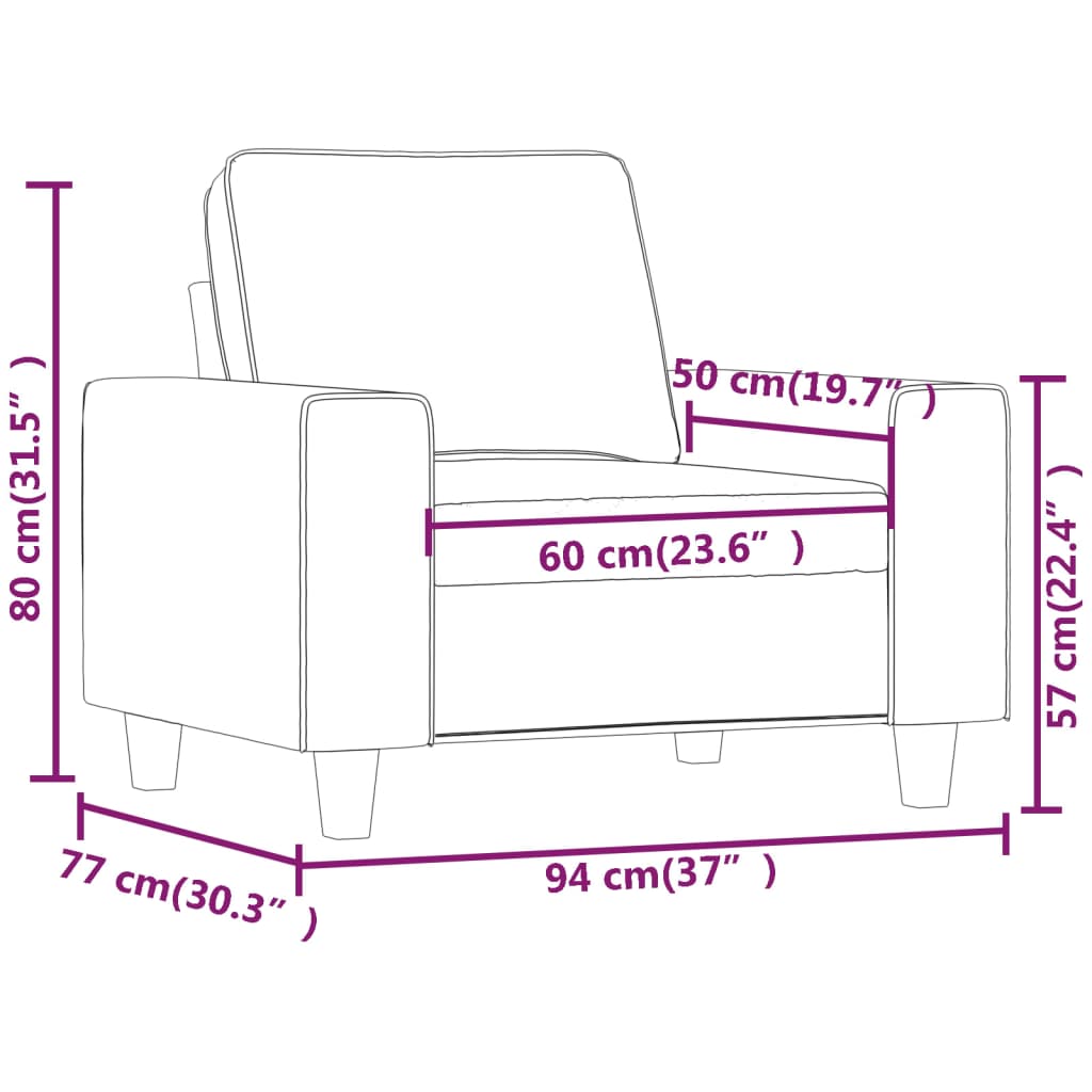 Sofa Chair Dark Grey 60 cm Microfibre Fabric