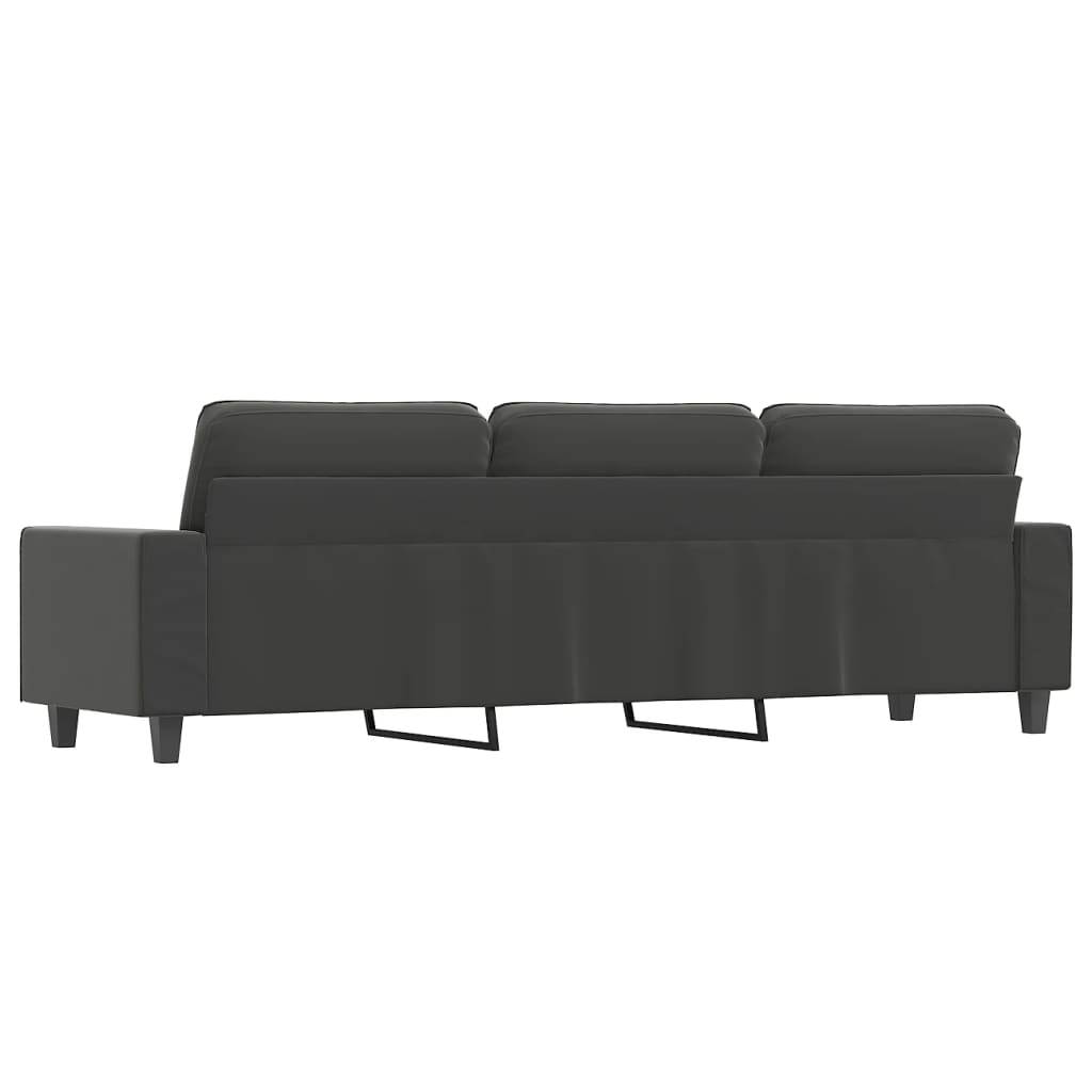 3-Seater Sofa Dark Grey 210 cm Microfibre Fabric