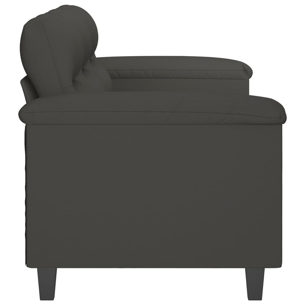 3-Seater Sofa Dark Grey 180 cm Microfibre Fabric