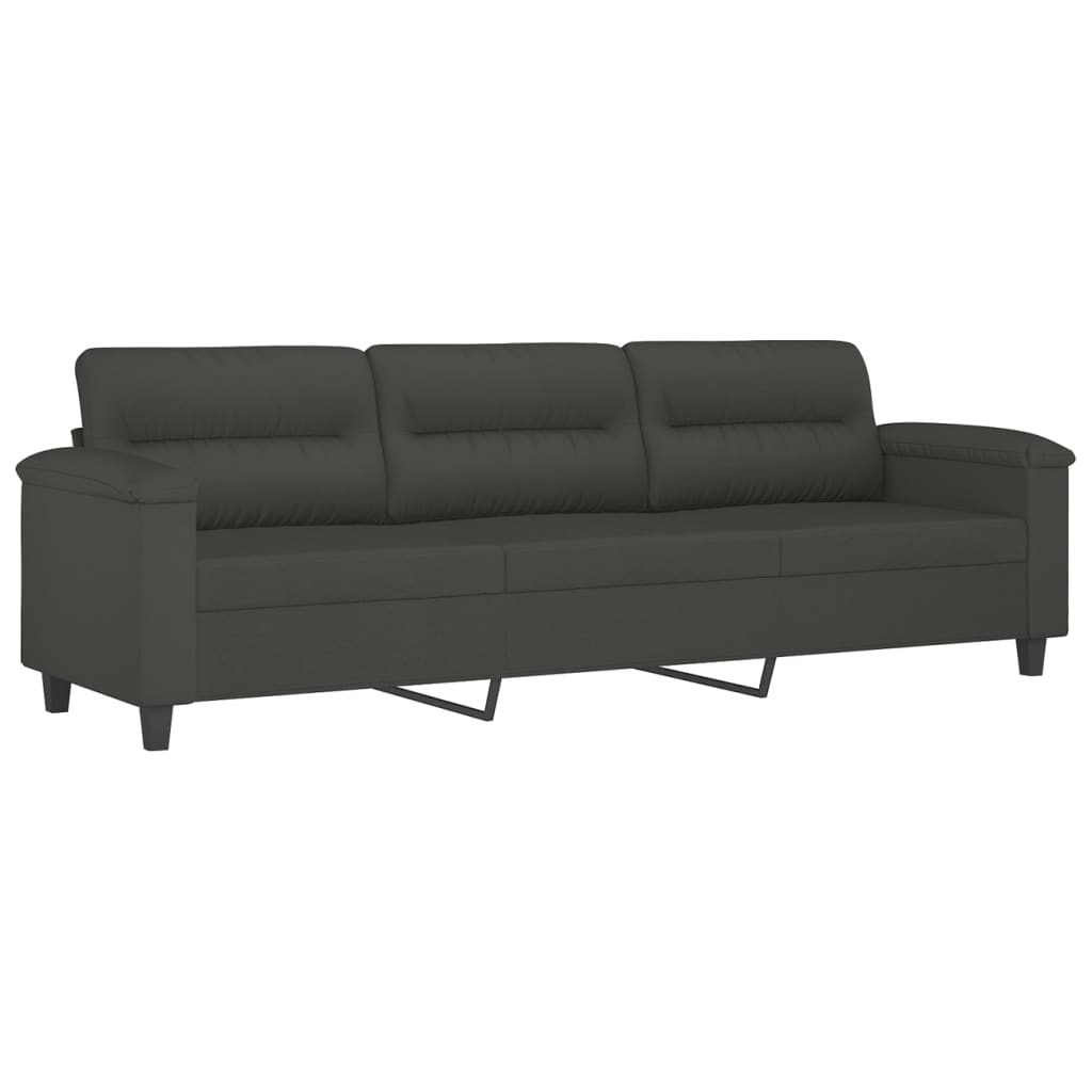 3-Seater Sofa Dark Grey 210 cm Microfibre Fabric