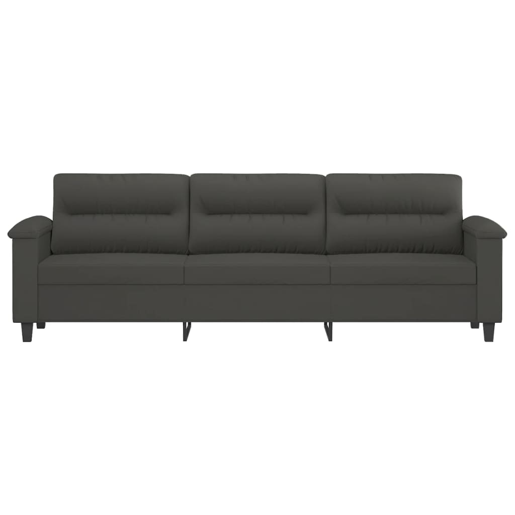 3-Seater Sofa Dark Grey 210 cm Microfibre Fabric