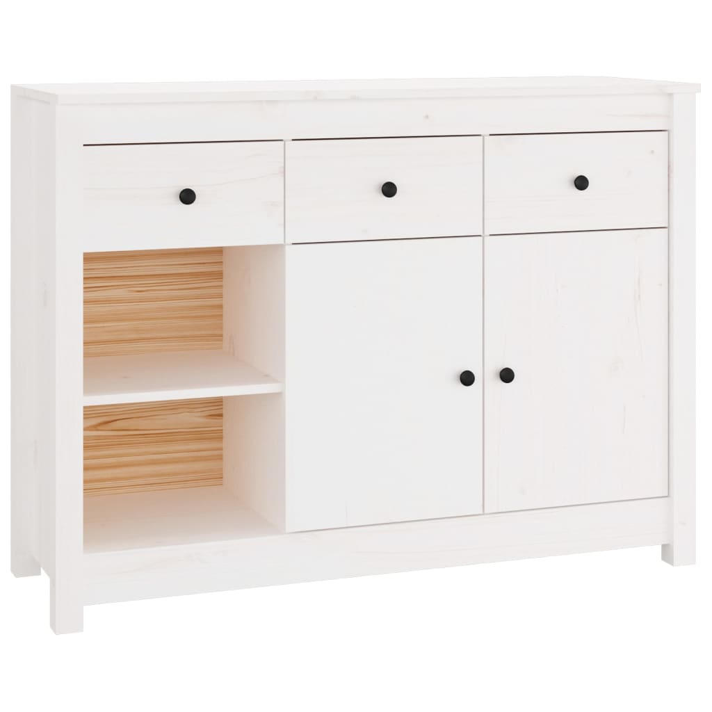 Sideboard White 100x35x74 cm Solid Wood Pine
