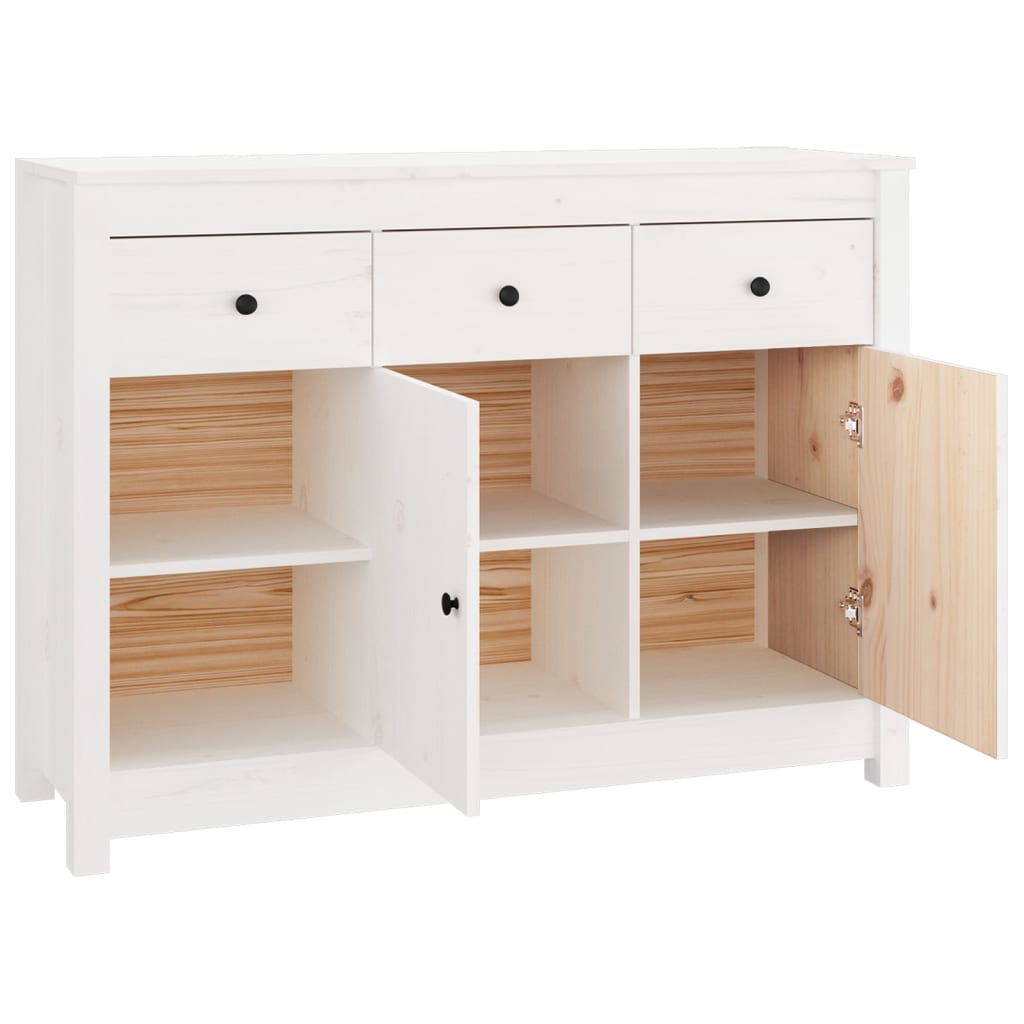 Sideboard White 100x35x74 cm Solid Wood Pine