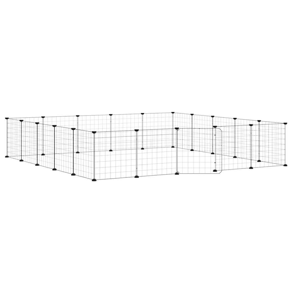 20-Panel Pet Cage with Door Black 175x175x35 cm Steel