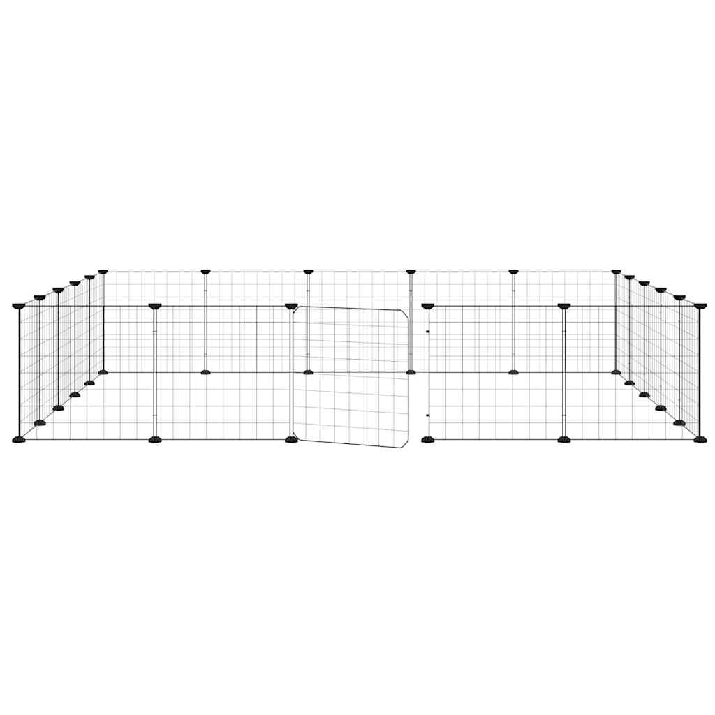 20-Panel Pet Cage with Door Black 175x175x35 cm Steel