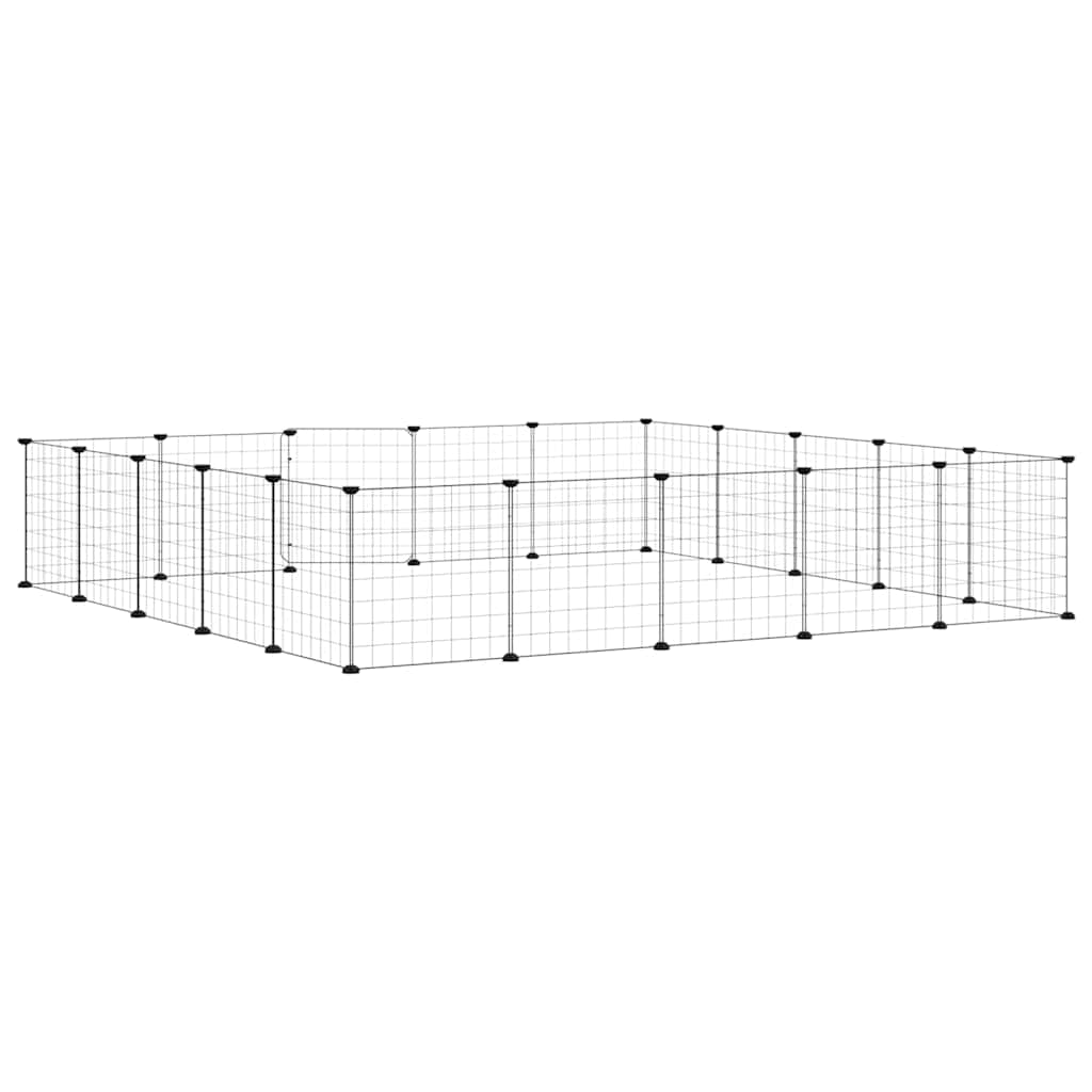 20-Panel Pet Cage with Door Black 175x175x35 cm Steel
