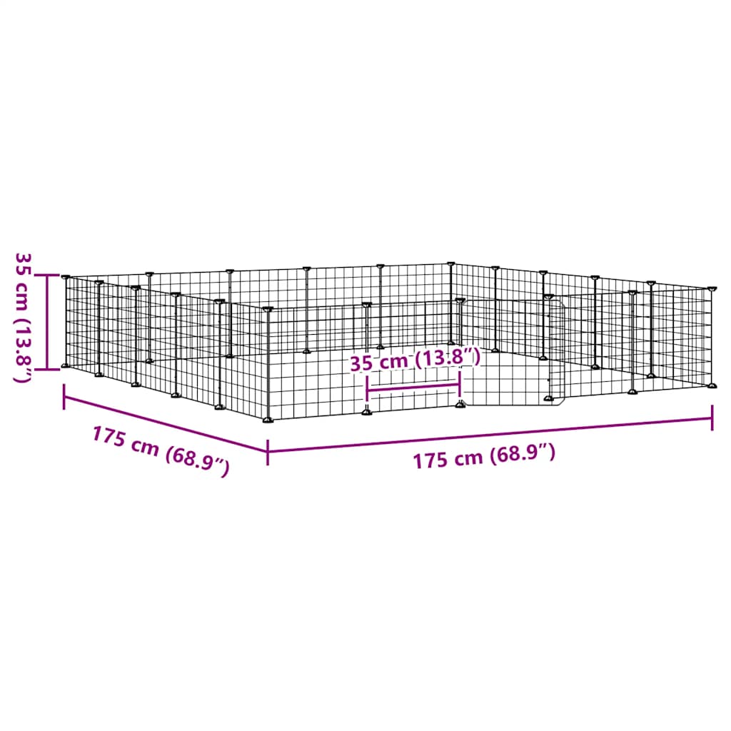 20-Panel Pet Cage with Door Black 175x175x35 cm Steel
