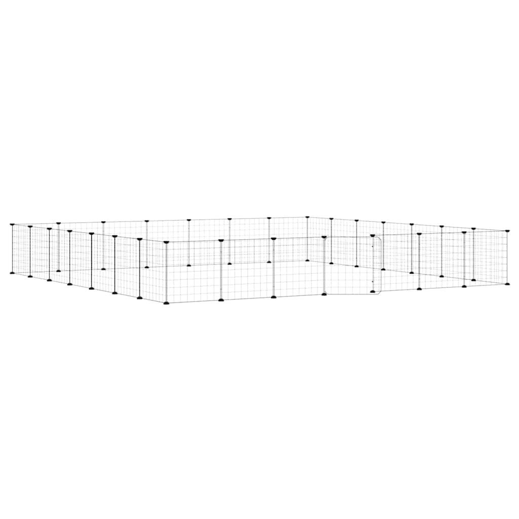 28-Panel Pet Cage with Door Black 245x245x35 cm Steel